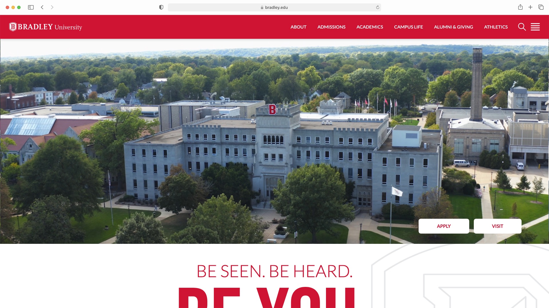 Bradley University Website Screenshot