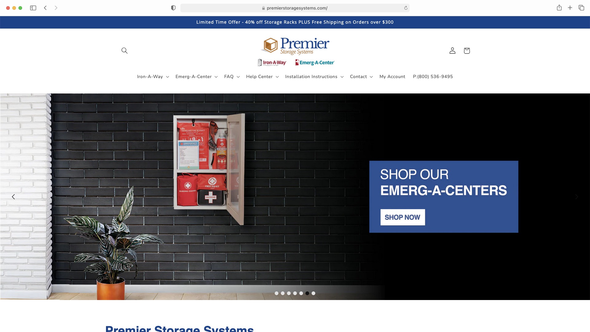 Premier Storage Systems Website Screenshot